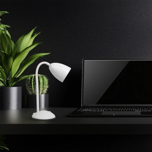 Biurkowa lampa metalowa LOGIC WHITE ML1636 z włącznikiem biała