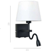 Kinkiet LAMPA ścienna NORTE WL-1122-2-BL-BM-RO-WH Italux abażurowa OPRAWA klasyczna LED 3W 3000K z peszlem czarna biała