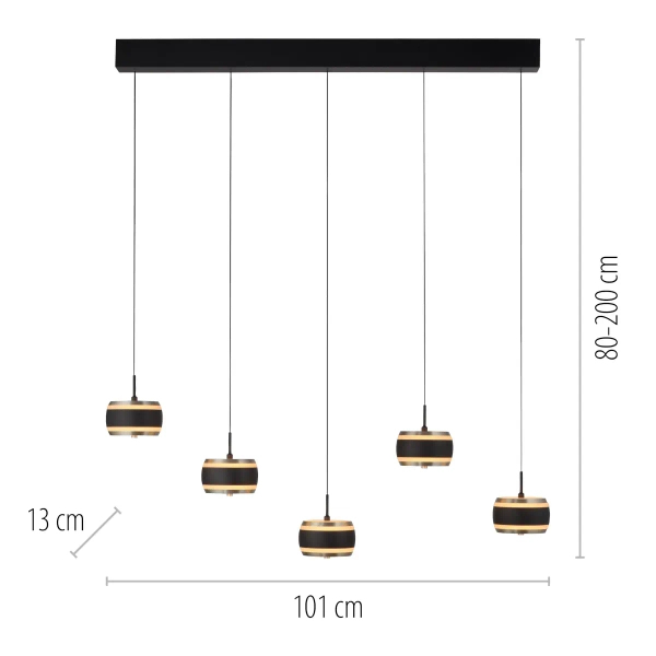 Opuszczana lampa wisząca góra-dół PURE FALLING RINGS czarna 2504-18 5x LED 8W 2200-5000K