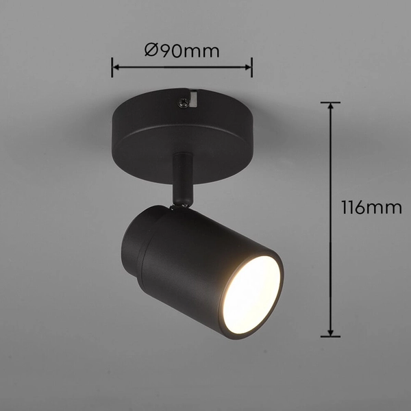 Regulowany reflektorek ścienny BRISA DL132880400 IP44 czarny