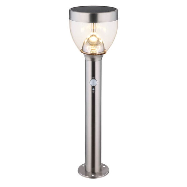 Lampa stojąca ogrodowa Solar 33436 Globo LED 6W 3000K z czujnikiem IP44 srebrna