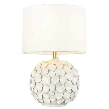 Ceramiczna lampa stołowa Kotor T01030BR-WH biała mosiądz