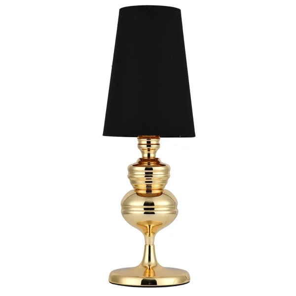 Klasyczna lampa stołowa Queen MT-8046-18 black gold Step z abażurem czarna złota