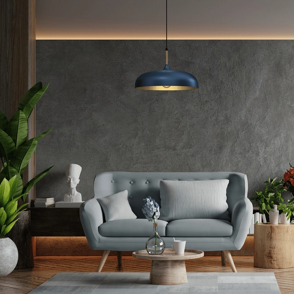 Metalowa lampa wisząca Lincoln nad wyspę niebieska złota