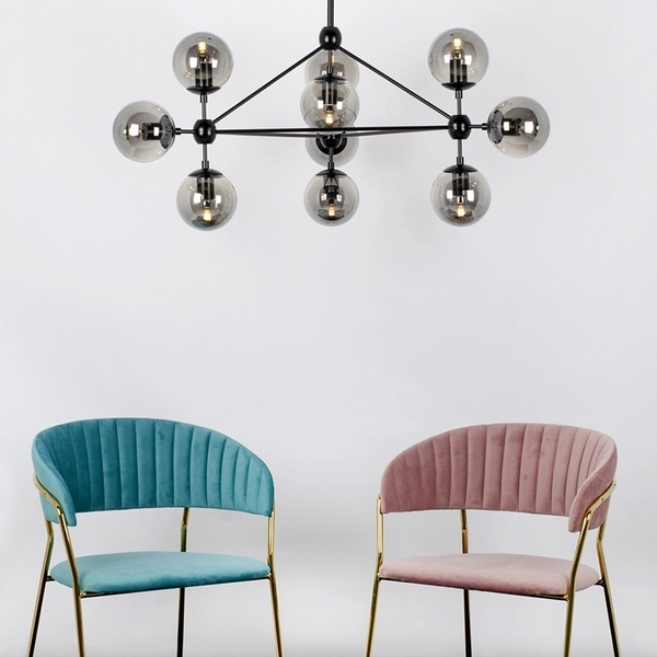 Lampa wisząca PLANETARIO 10 salonowa czarna przydymiona