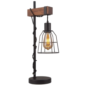 Biurkowa LAMPKA retro REDA TB-4793-1-L Italux stojąca LAMPA stołowa industrialna klatka drewno czarna