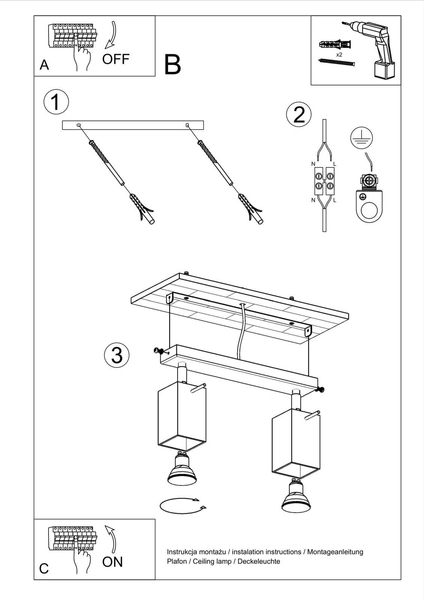 LAMPA ścienna SL.0456 metalowa OPRAWA listwa reflektorki regulowane szare