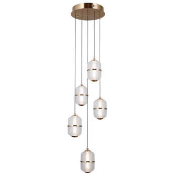 Szklana lampa wisząca Alani PND-34375-5-HBR LED 140W 3000K nad stół złoty