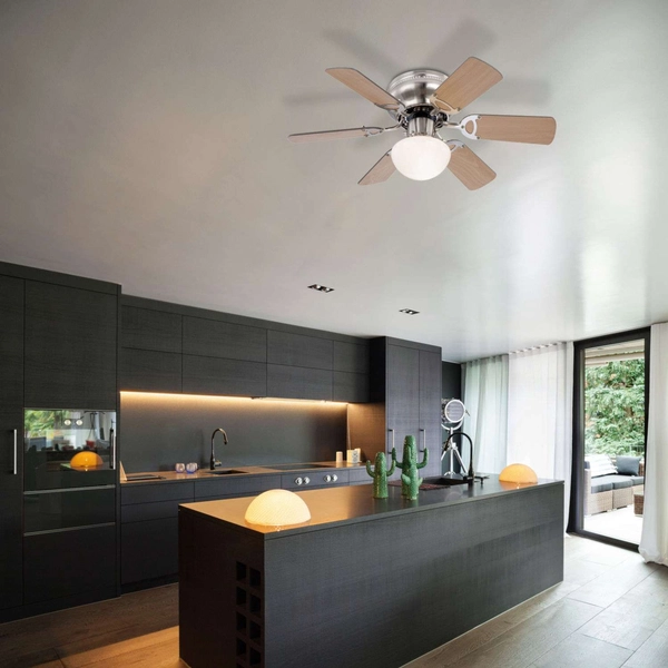 LAMPOWENTYLATOR sufitowy UGO 0307 Globo drewniana OPRAWA plafon WIATRAK z regulacją obrotów nikiel brązowy grafitowy