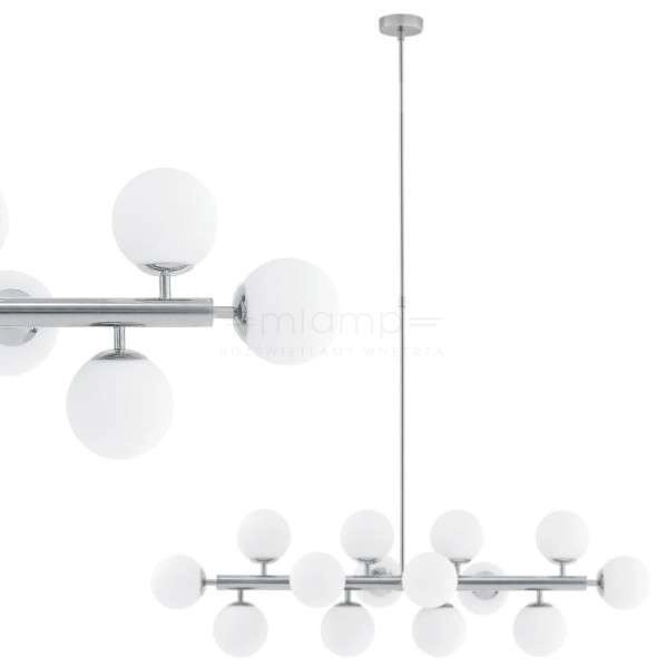 Wisząca LAMPA modernistyczna CUMULUS 10751143 Kaspa metalowa OPRAWA szklane kule balls ZWIS molekuły chrom białe