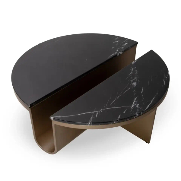 Czarny stolik kawowy HARPER MM001501100390 złoty dekor marmuru 105cm