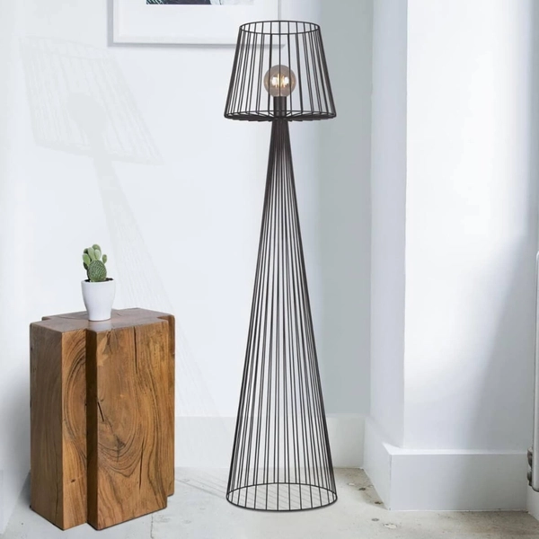 Druciana lampa podłogowa Soul K-4643 do salonu czarna