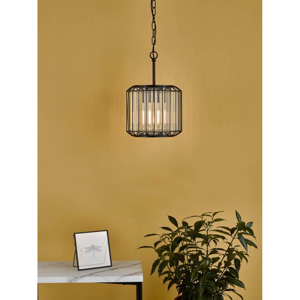 Lampa wisząca Naeva NAE0122 Dar Lighting na łańcuchu przezroczysta czarna