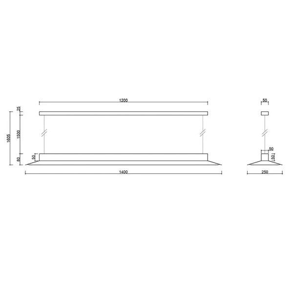 Lampa wisząca nad stół Yottsu YOC611P02 LED 24W 3000K belka biała