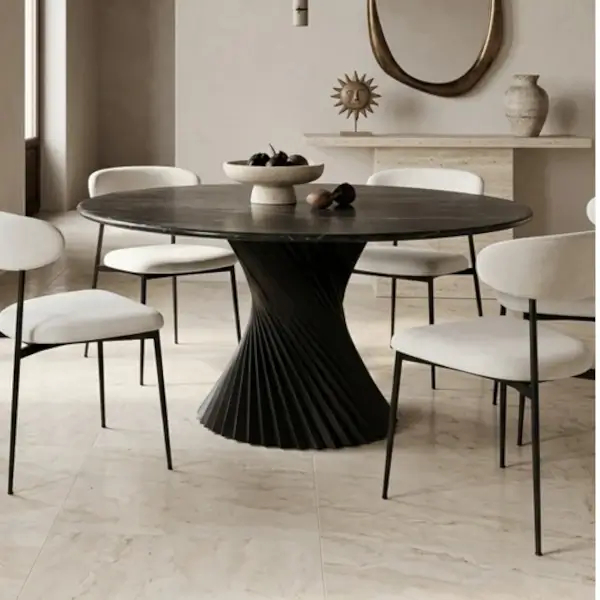 Stół TANGO MM001501100411 czarny drewniany dekor marmuru 120cm
