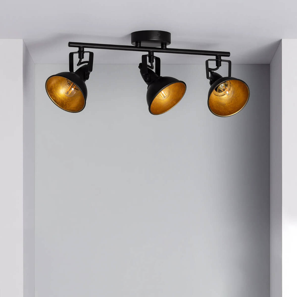 Sufitowa lampa z regulacją Retro ABR-RRO-C-3XE14 Abruzzo czarny złoty