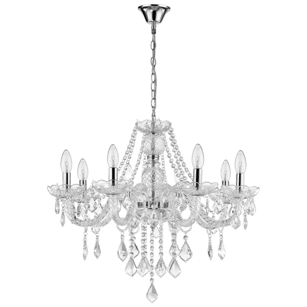 Żyrandol LAMPA wisząca CRISTALLO 8 LP-2940/8P Light prestige kryształki OPRAWA na łańcuchu chrom maria teresa przezroczysta