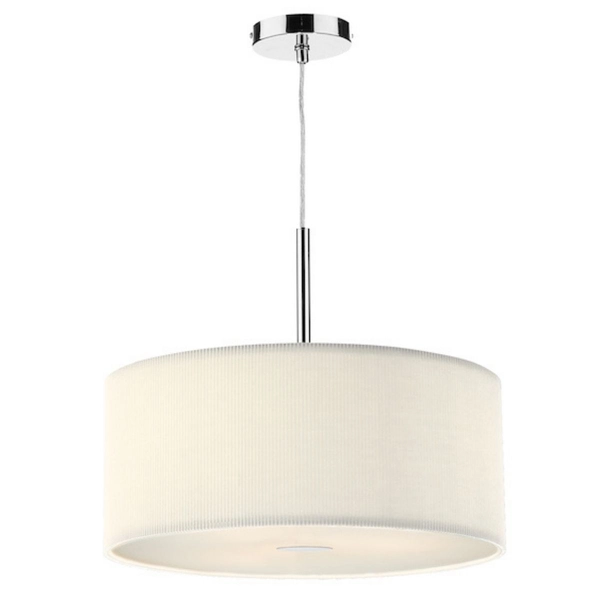 Salonowy zwis Zaragoza ZAR1733 Dar Lighting z abażurem plisowanym biały chrom