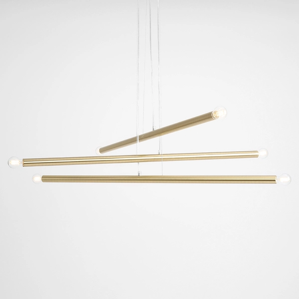 Żyrandol 6-punktowy Tubo 1072K40 Aldex lampa salonowa rurki mosiądz