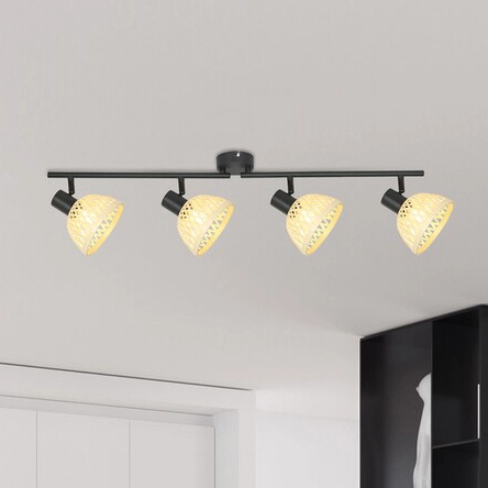 Skandynawska lampa sufitowa Rattan 3136 reflektorki brązowe do holu