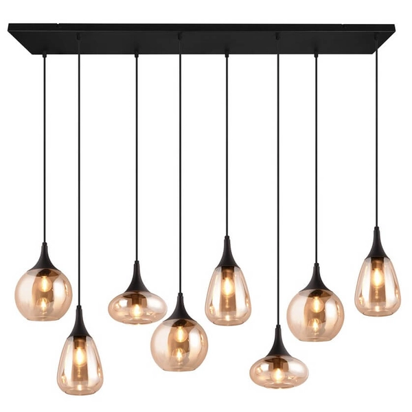 Kaskadowa lampa wisząca na listwie VESTARI DL813317000 czarna bursztynowa