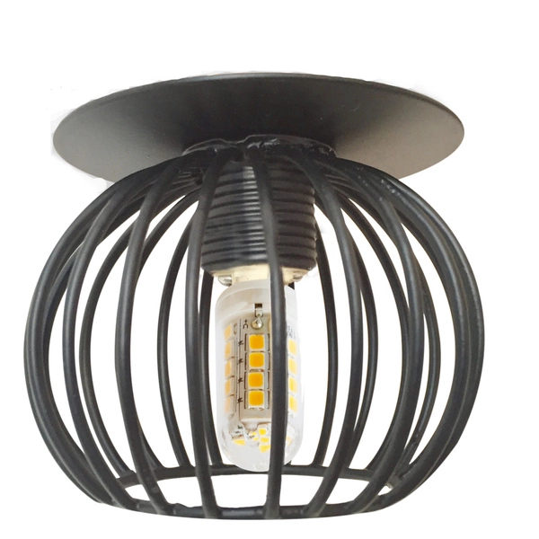 Druciana lampa podtynkowa Czarny koszyk wpuszczana do holu