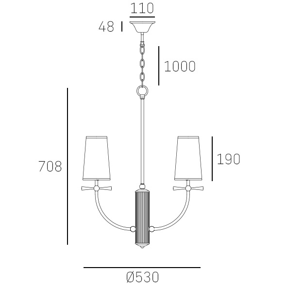 Żyrandol glamour Bow P04190BR Cosmolight klosze mosiądz