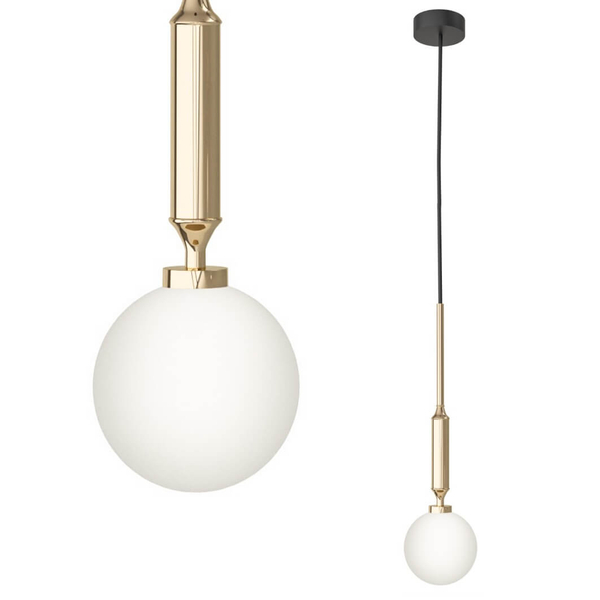 Wisząca lampa 1-płomienna Ero I biały zwis kula nad blat