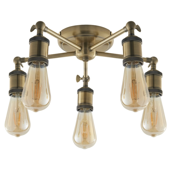 Industrialna lampa sufitowa Hal 97244 Endon industrialna 5-punktowa mosiądz