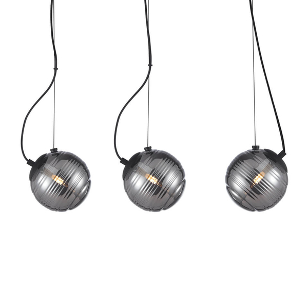 Szklana lampa wisząca Perona PND-92389-3L-BK Italux czarny grafitowy