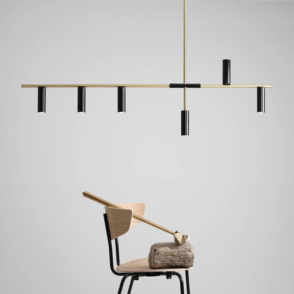 Nowoczesna lampa wisząca TREVO 1083K40 Aldex do jadalni mosiądz czarna