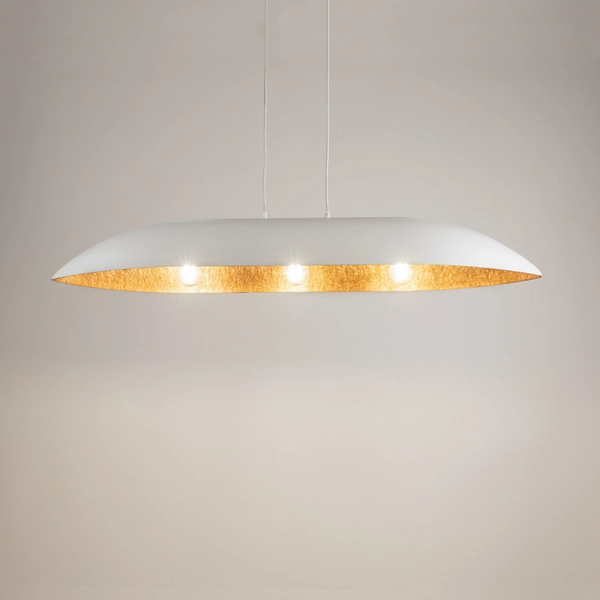 Wisząca lampa nad wyspę Gondola L 40638 Sigma podłużna biała miedziana