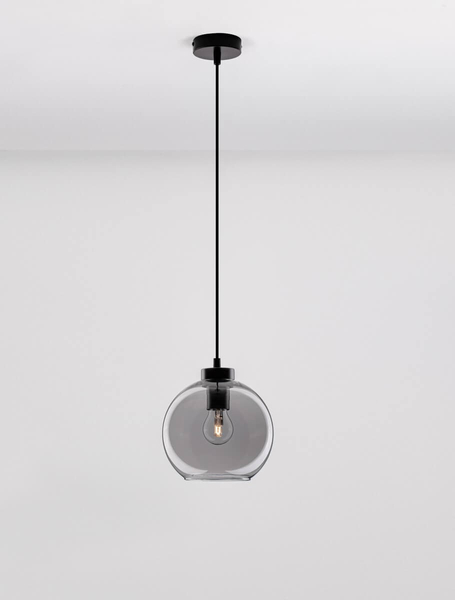 Wisząca lampa sypialniana Repos kula czarna przydymiona