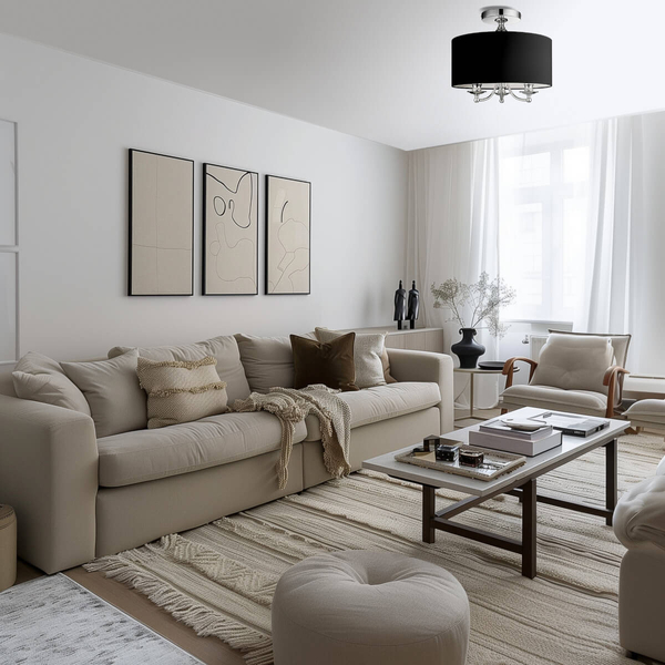 Natynkowa lampa sufitowa Abu Dhabi hampton czarny chrom