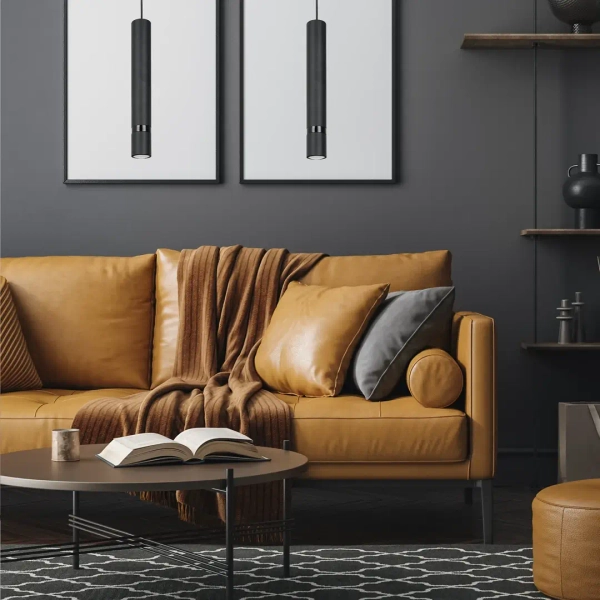 Podłużna lampa wisząca JOKER ALL BLACK MLP96794 do salonu czarny