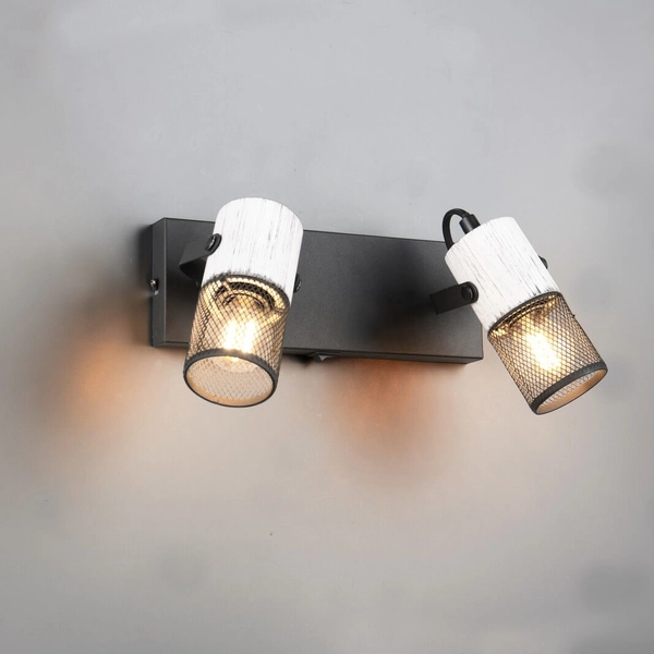 Reflektorowy kinkiet ścienny Tosh 804370234 tuby z włącznikiem czarny biały