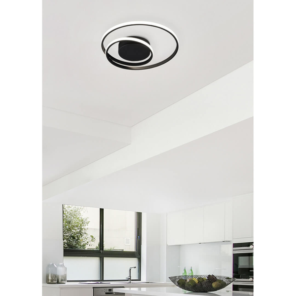 Czarna lampa sufitowa Zibal R62911132 LED 22W 3000K nad łóżko