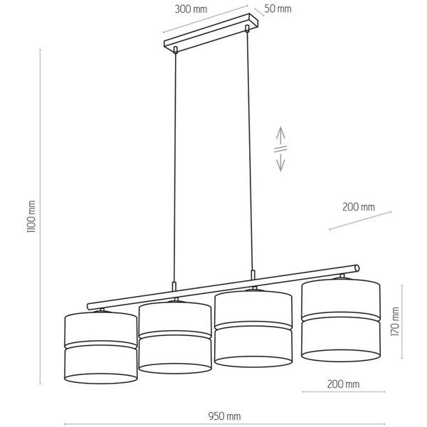 Wisząca lampa nad stół Hilton 4342 TK Lighting z abażurem czarna złota