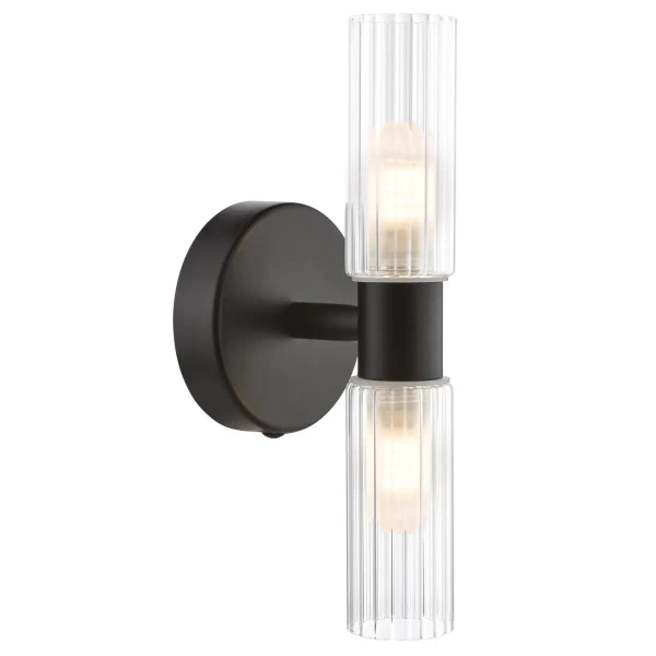 Podwójny łazienkowy kinkiet Bolton BOL0922 z włącznikiem IP44 czarny