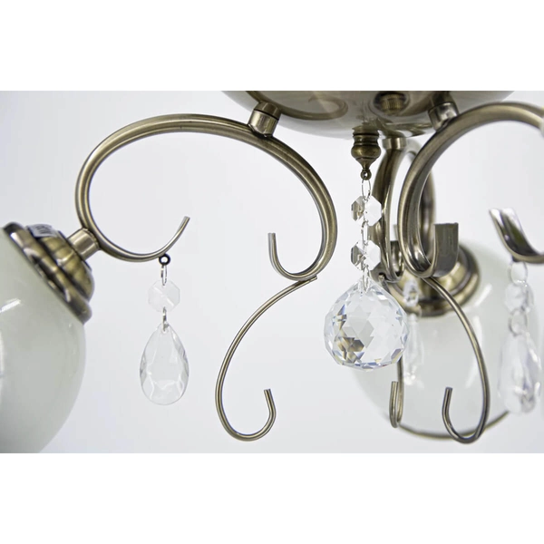 Antyczna lampa sufitowa 8875/3 21QG szklana mosiądz