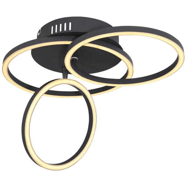 LAMPA sufitowa KENDY 67233-30S Globo metalowa OPRAWA geometryczna LED 30W 3000K pierścienie czarne rings