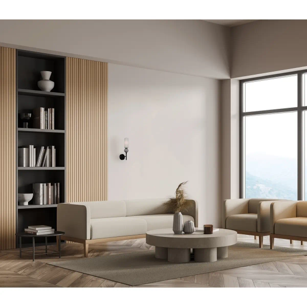 Naścienna lampa szklana Santos WL-95331-1-BK podłużna tuba szara czarna