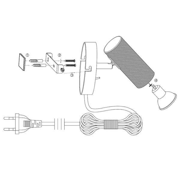 Sypialniany kinkiet z włącznikiem Costilla metalowy szary