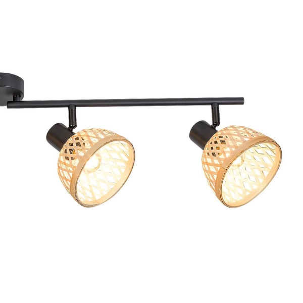 Skandynawska lampa sufitowa Rattan 3136 reflektorki brązowe do holu