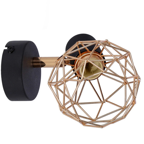 Druciany kinkiet do salonu Acrobat z regulacją czarny złoty