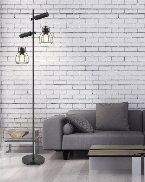Stojąca lampa podłogowa Mina 15326-2SN drewniana czarna