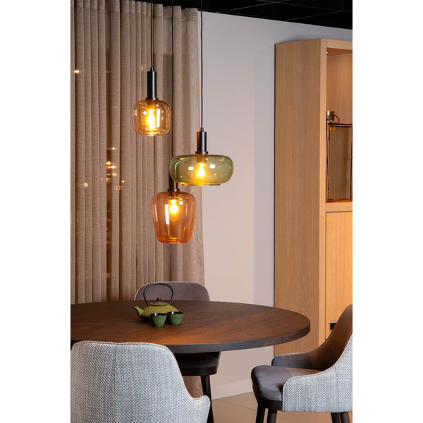 Szklana lampa wisząca Ilona 45408/13/99 czarna zielona bursztynowa