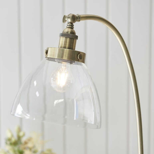 Salonowa lampa podłogowa Hansen 77860 Endon mosiądz przezroczysta