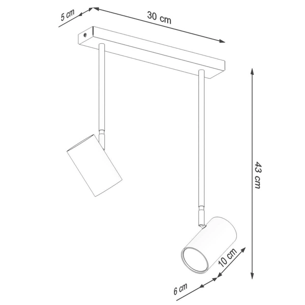 2-punktowa lampa sufitowa SL.1075 ruchome reflektorki czarne