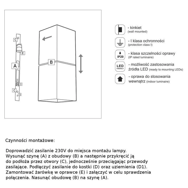 Kinkiet LAMPA ścienna NEMURO 7468 Shilo przyścienna OPRAWA metalowa prostokątna biała